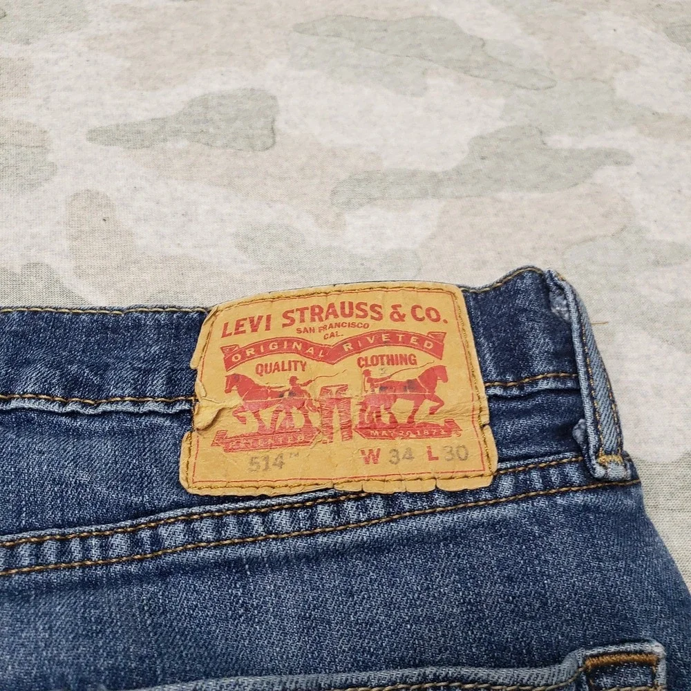 Levi's 514 Jeans Mens 34x30 Blue Straight Leg Denim Medium Wash Workwear Outdoor